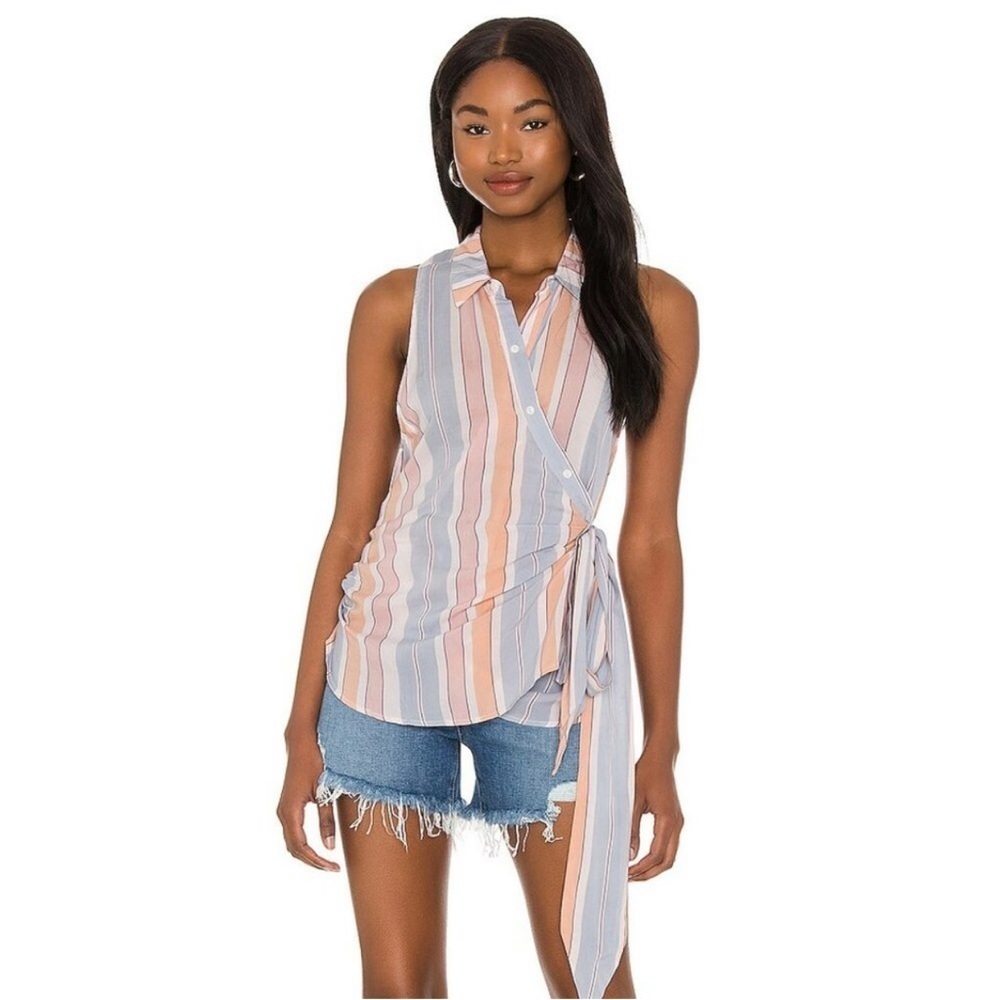 Free People Mackenzie Striped Wrap Top Ivory Combo Size XS